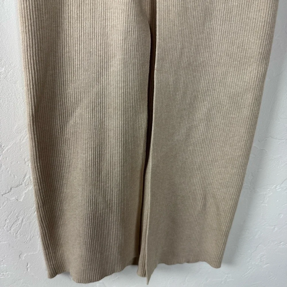 Olive + Oak Skirt Fitted‎ Ribbed Solid Tan Beige Cream Maxi Pull On Knit Rayon - Picture 6 of 7